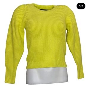 Sweater puff shoulder ribbed lime